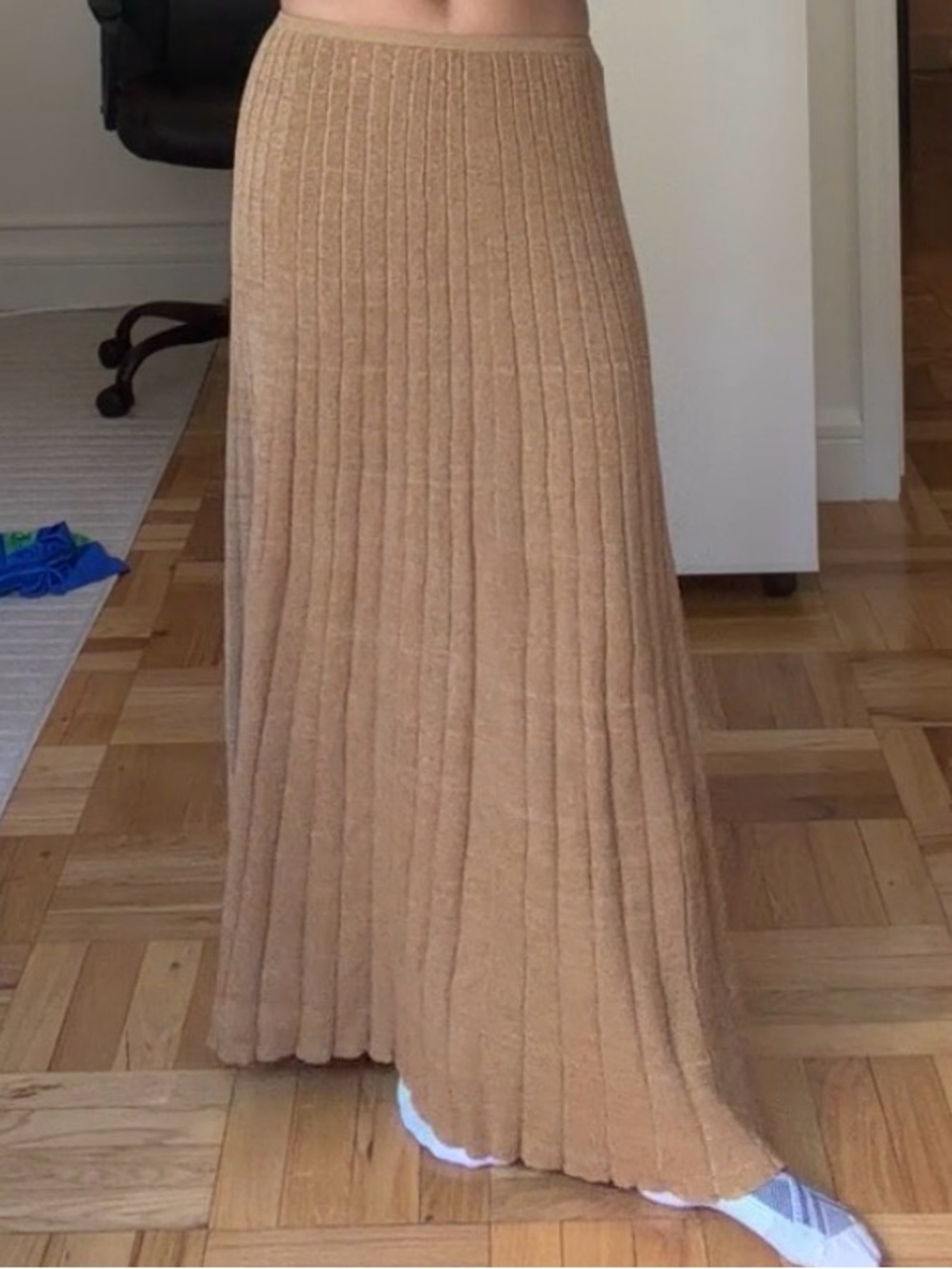 Tory Burch Ribbed Knit Maxi Skirt - Camel
